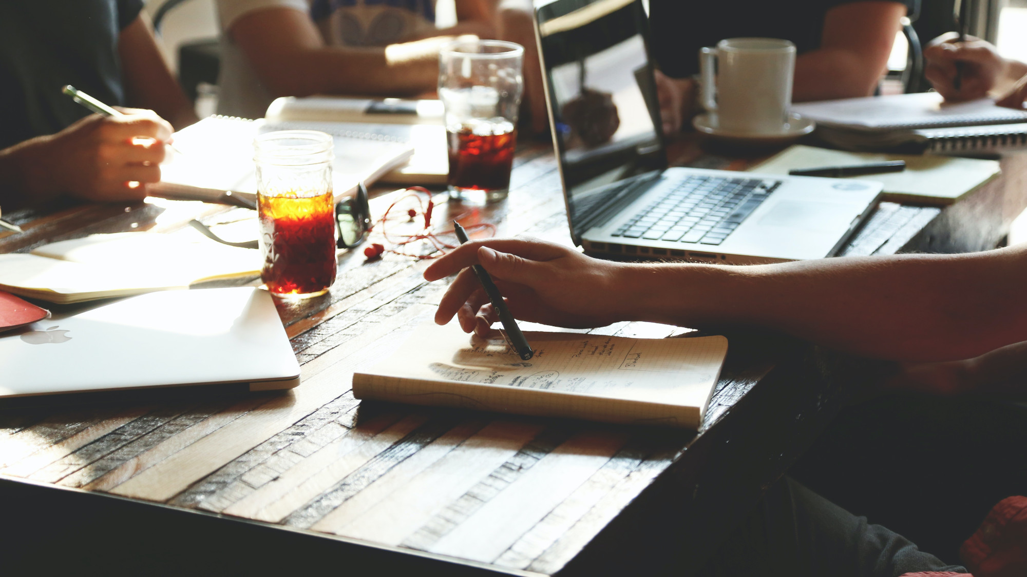 A group of people having a meeting