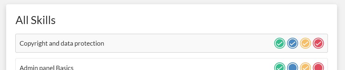 A single skill entry in the SkillDisplay app showing the skill entry with a gray background color when a user hovers over it in the app.