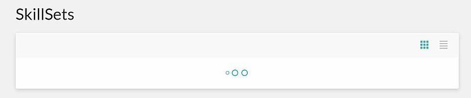 SkillDisplay app loading indicator three turquoise dots besides each other which change in size regularely to indicate loading progress