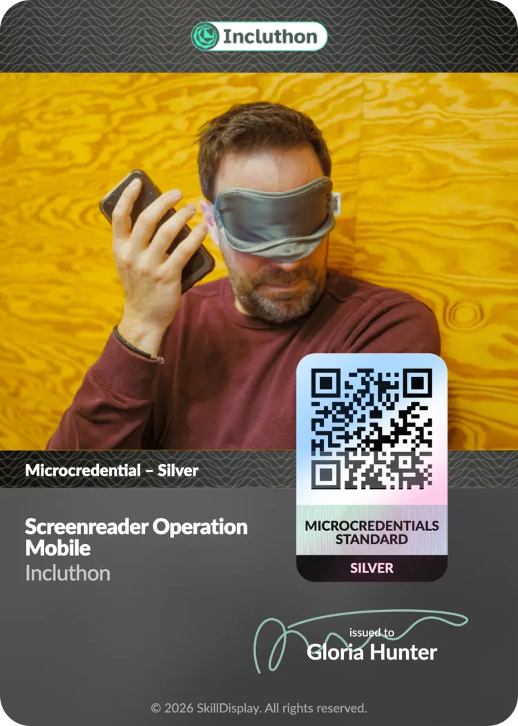 Microcredential-Karte, Stufe Silver — SkillSet-Titel, CMS Garden, ausgestellt auf Gloria Hunter